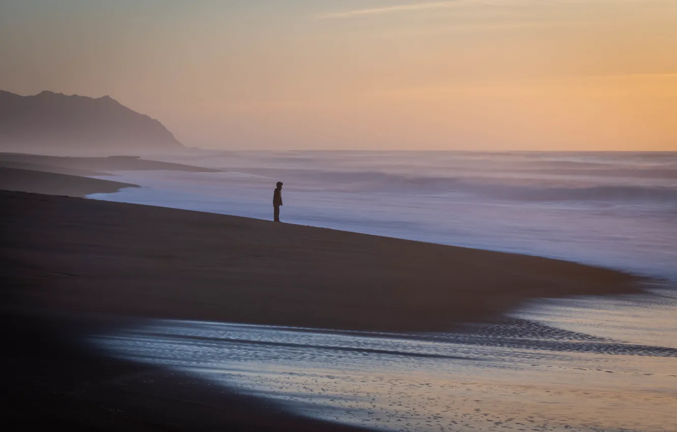 Photo wallpaper sea, sunset, shore