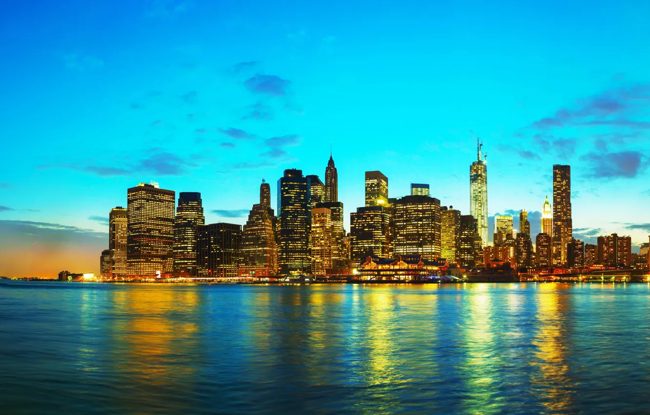 Photo wallpaper sunset, beauty, skyscrapers, USA, New York, New York
