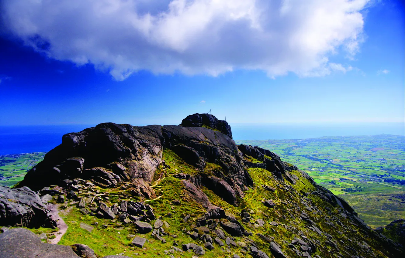 Photo wallpaper the sky, clouds, landscape, mountains, nature, rocks, valley, horizon
