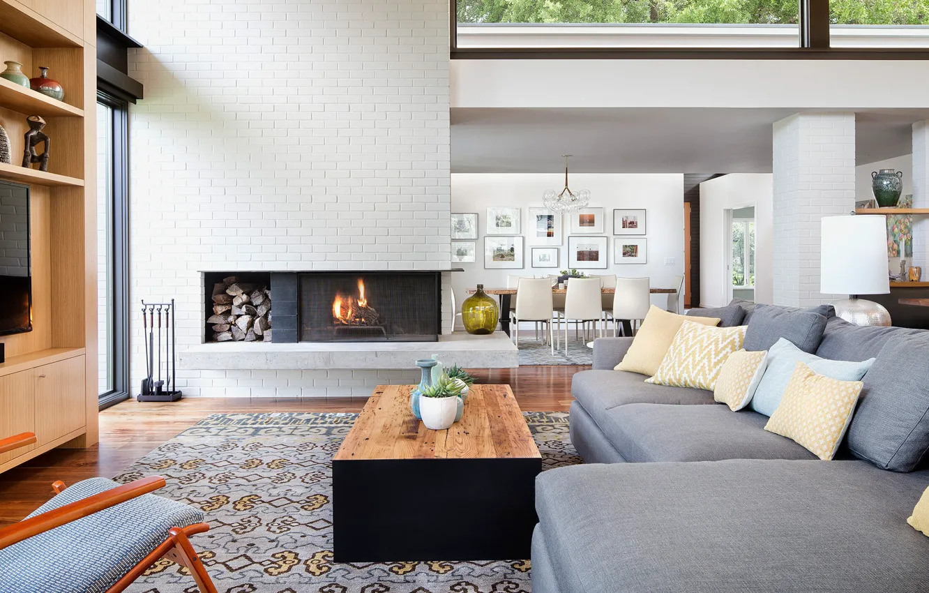 Photo wallpaper design, style, interior, fireplace, Austin, Austin, living room, Texas