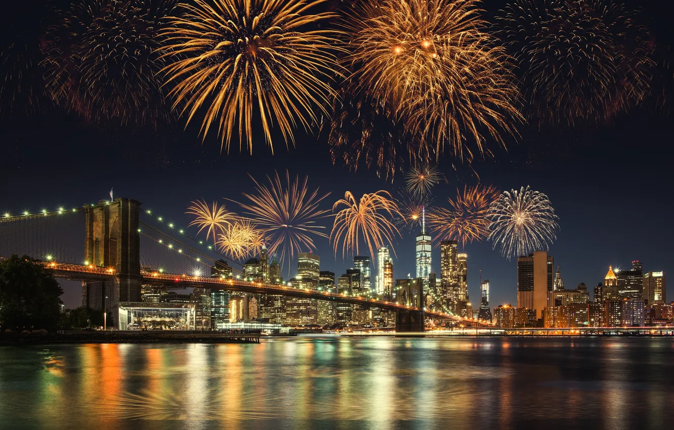 Photo wallpaper light, fire, christmas, happy, party, nyc, york, architecture