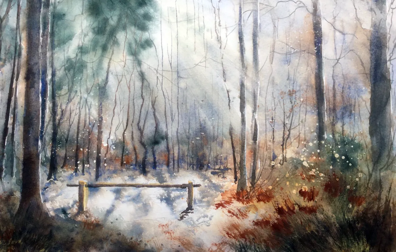 Photo wallpaper nature, picture, watercolor