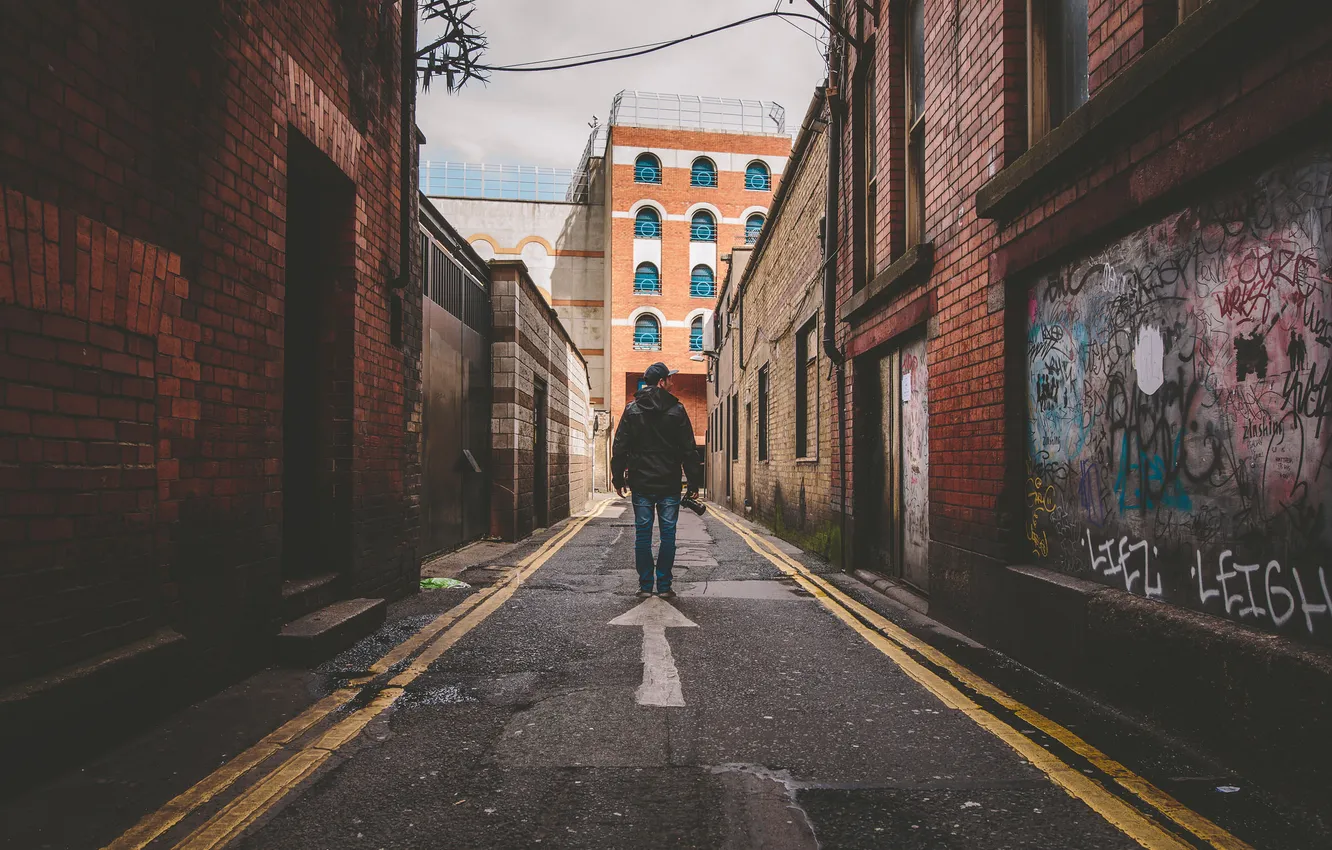 Photo wallpaper the city, street, back, home, jeans, camera, The hood, male