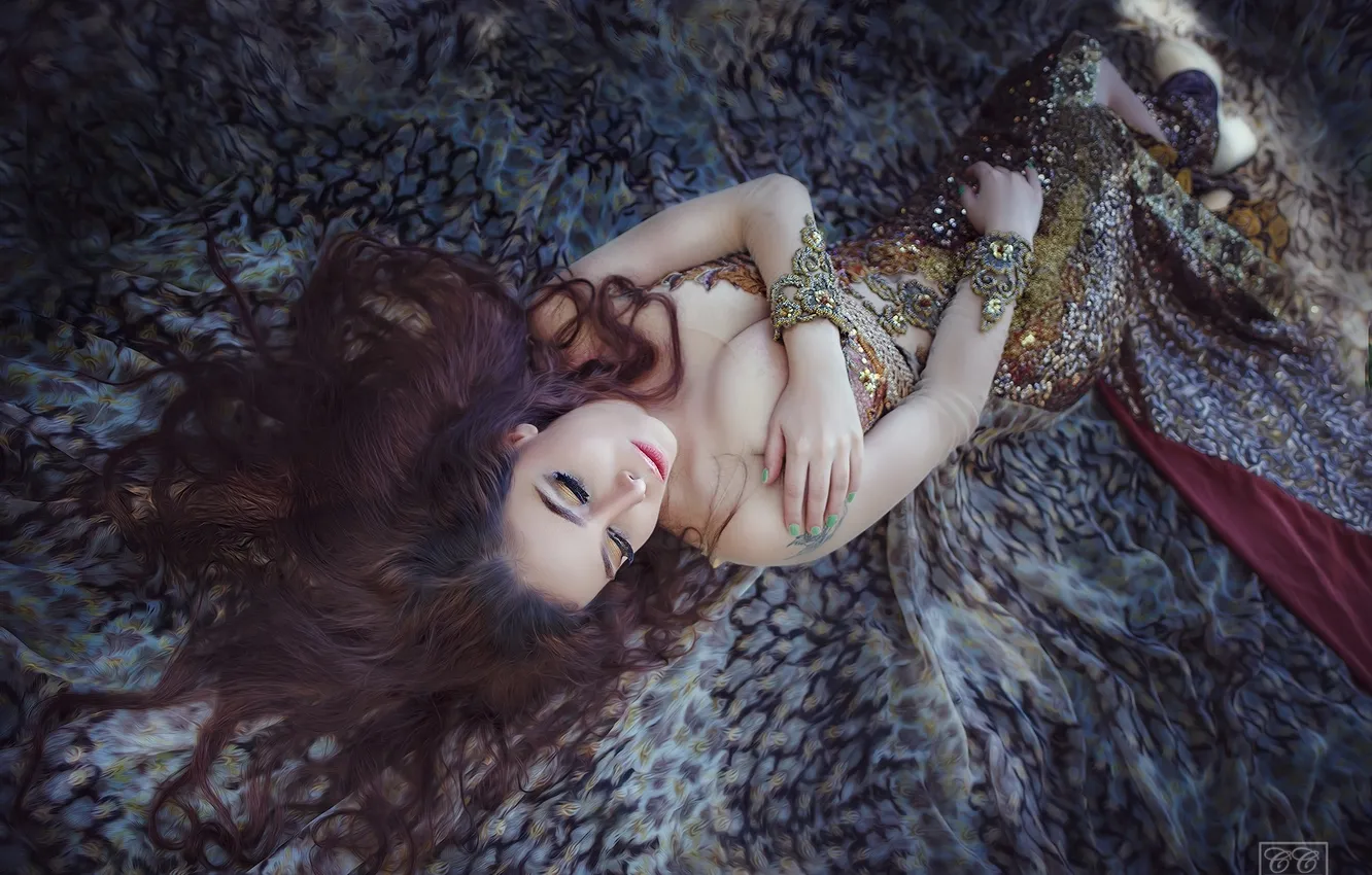 Photo wallpaper style, hair, dress, Asian