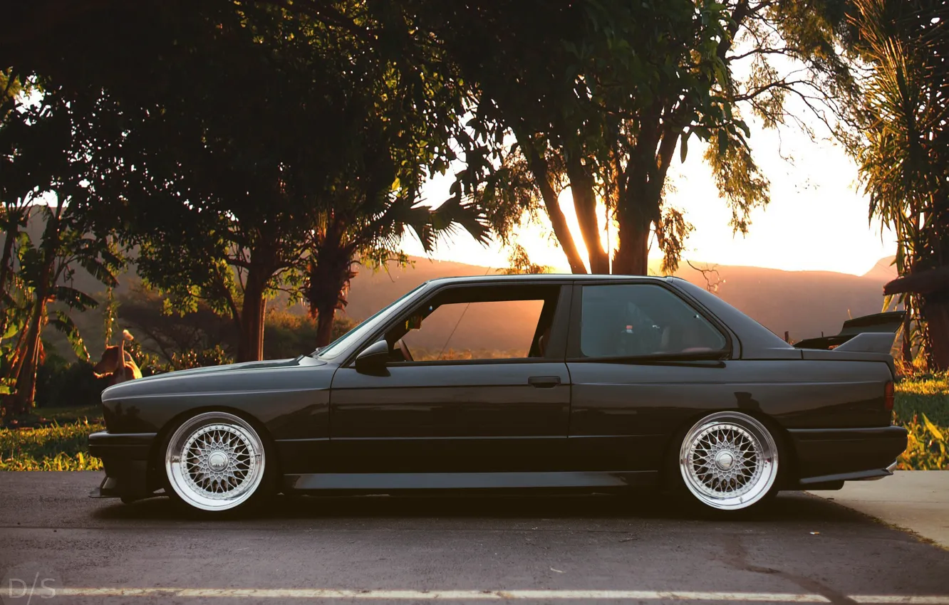 Photo wallpaper Black, Stance, BMW E30 M3