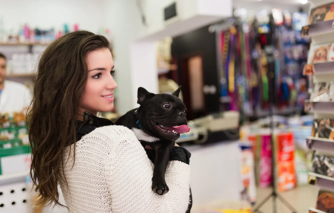 Photo wallpaper girl, lifestyle, food, dog, good, hands, Happy, french