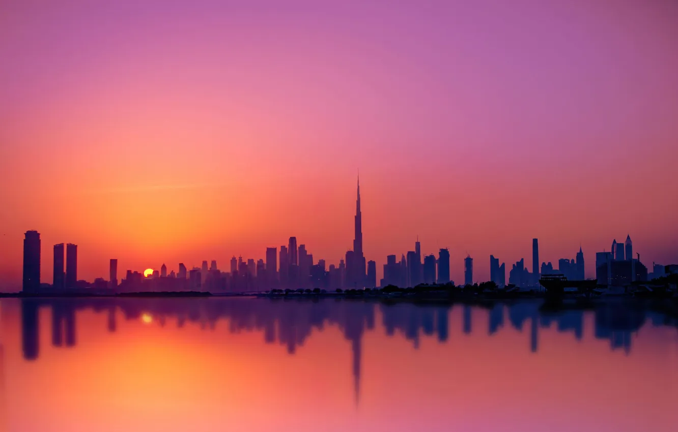 Photo wallpaper city, dubai, silhouette
