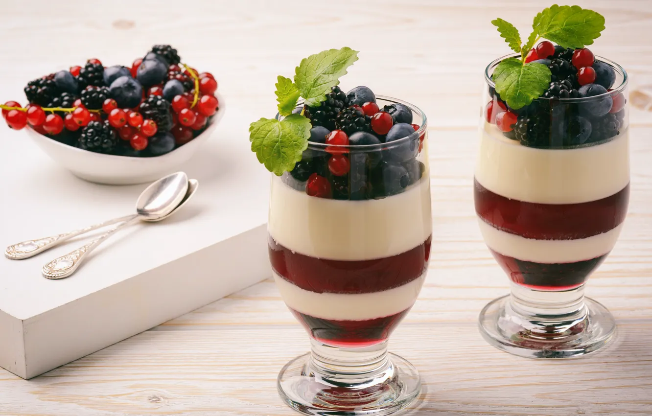 Photo wallpaper berries, raspberry, dessert, currants, BlackBerry, jelly