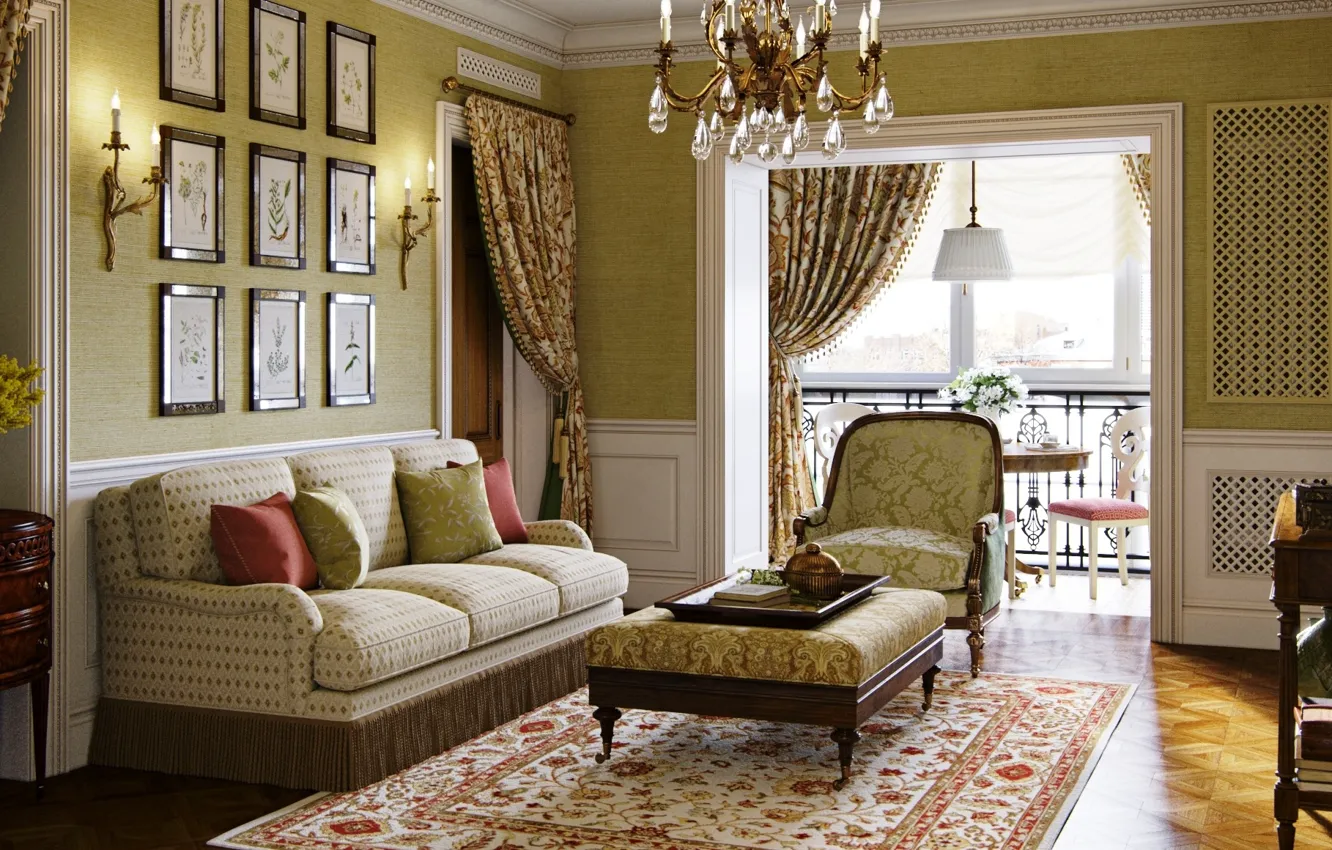 Photo wallpaper design, style, room, interior, balcony, living room