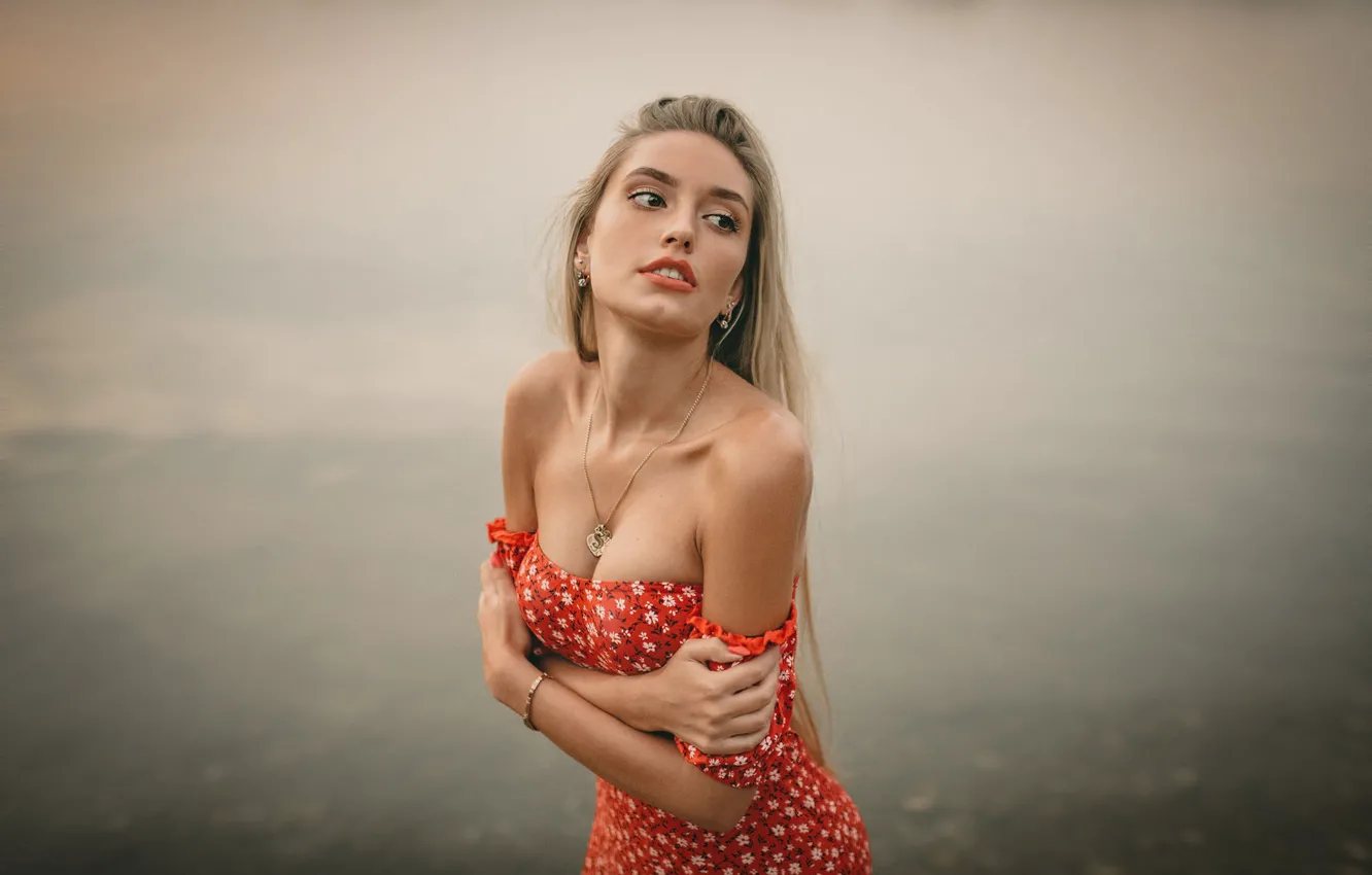 Photo wallpaper girl, pose, background, neckline, shoulders, Jiří Tulach