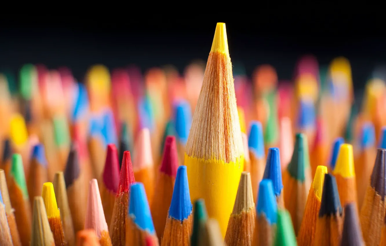 Photo wallpaper Macro, Red, Blue, Pencils, Colored, Red, Yellow, Green