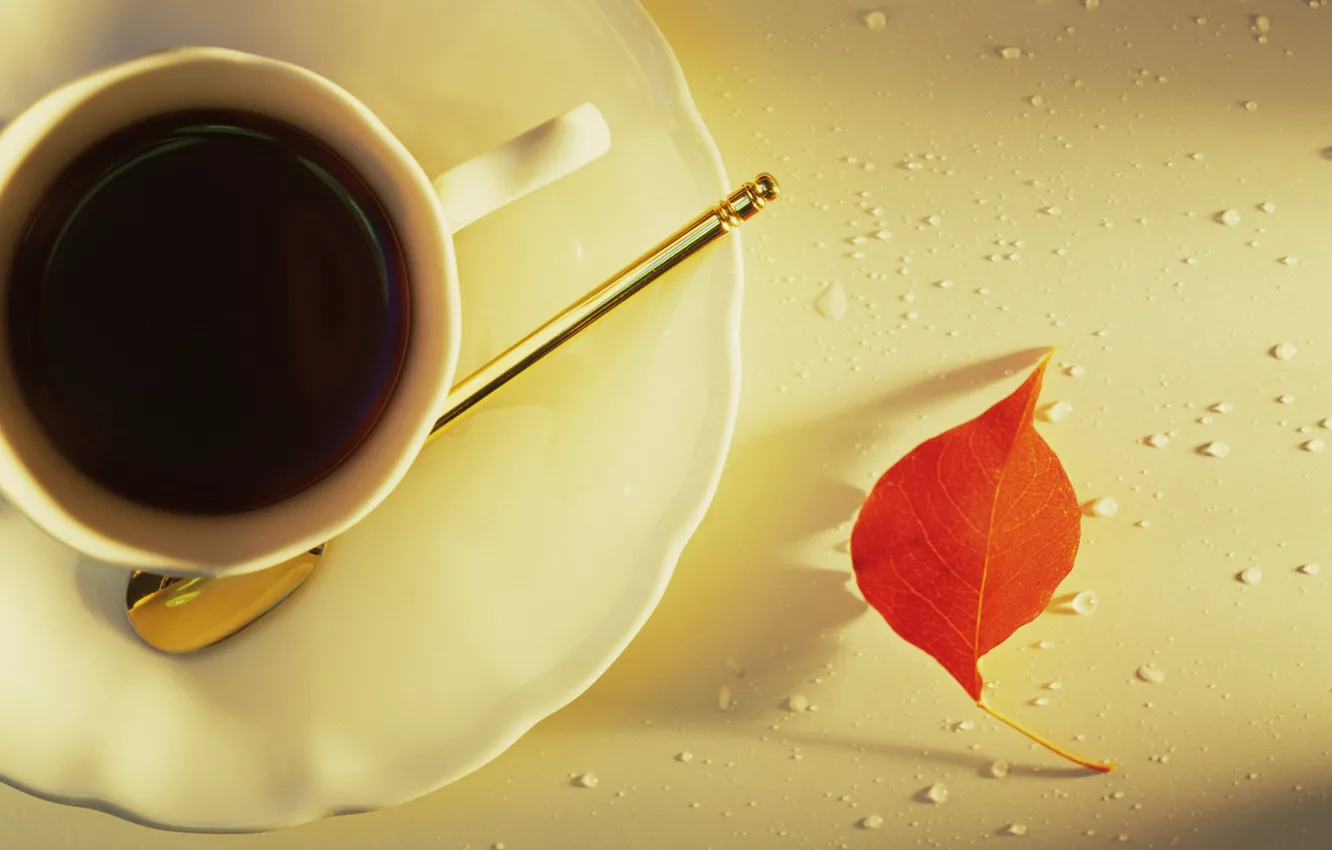 Photo wallpaper leaf, coffee, Cup