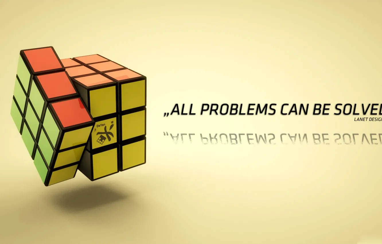 Photo wallpaper green, colors, red, yellow, faces, puzzle, cube, All Problems Can Be Solved