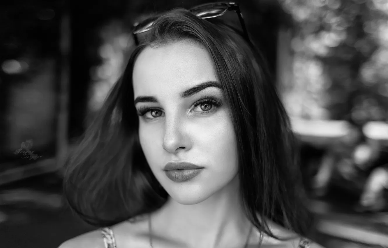 Photo wallpaper girl, portrait, monochrome, Sergeev Sergey