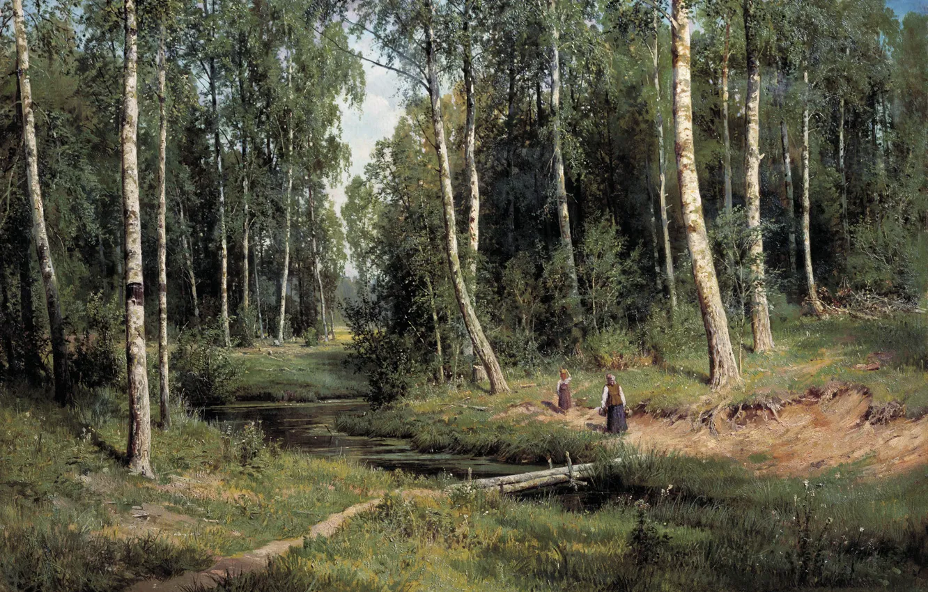 Photo wallpaper picture, Stream, Shishkin, forest, in Berezovo