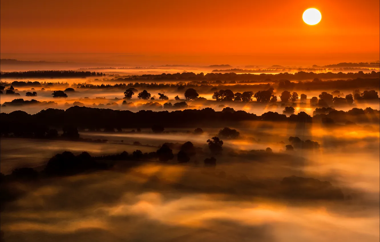 Photo wallpaper sunrise, Wiltshire, Vale of Pewsey
