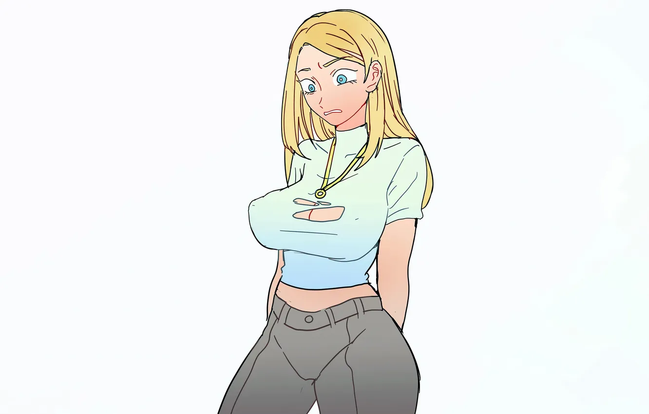 Photo wallpaper girl, sexy, long hair, boobs, anime, beautiful, pretty, breasts