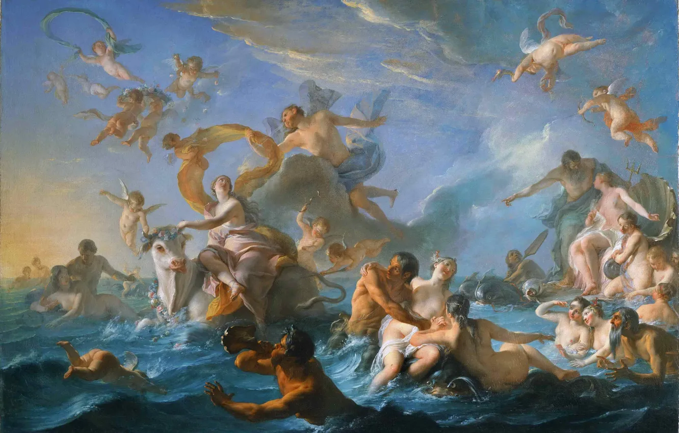 Photo wallpaper sea, the sky, angel, picture, Europe, history, myth, the Bible