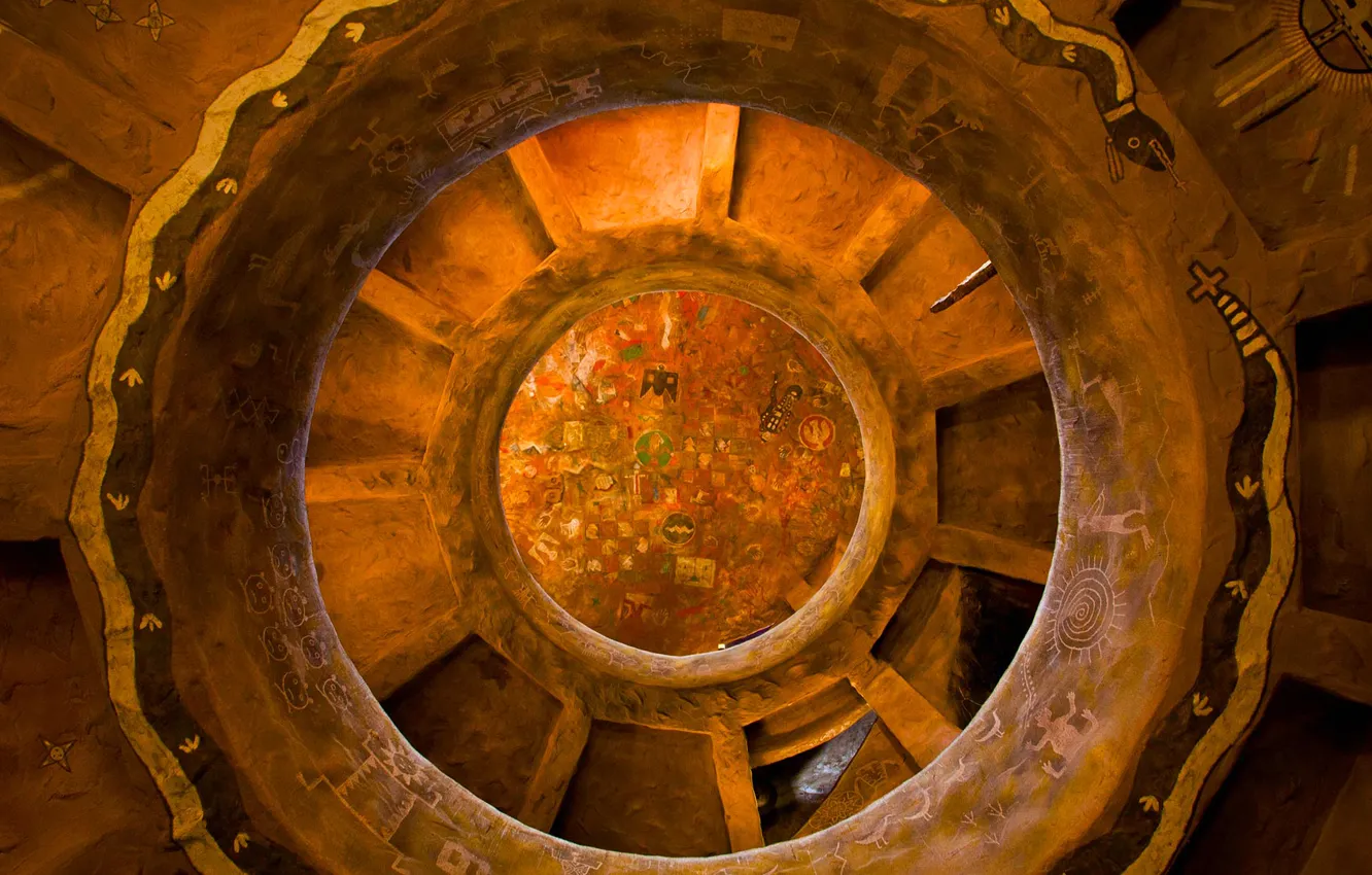 Photo wallpaper AZ, USA, mural, Grand Canyon National Park, observation tower, Desert View