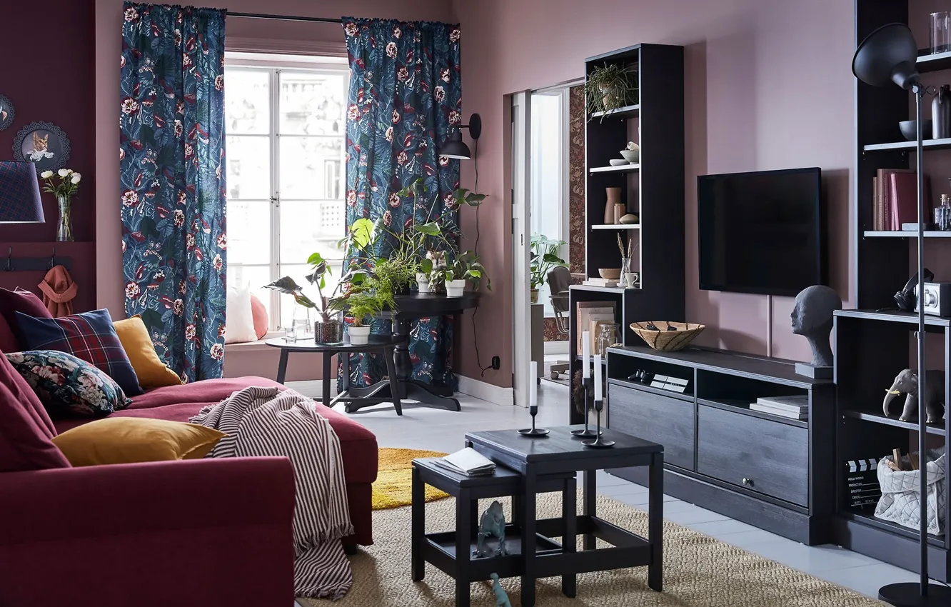 Photo wallpaper design, style, room, interior, living room, IKEA, IKEA idea decor, IKEA Decor
