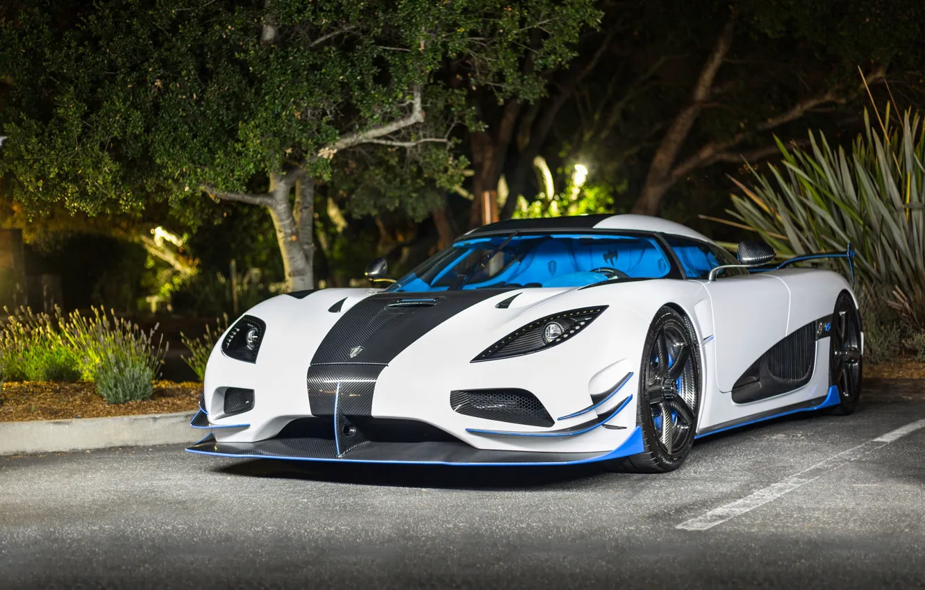 Photo wallpaper Koenigsegg, Night, White, Agera