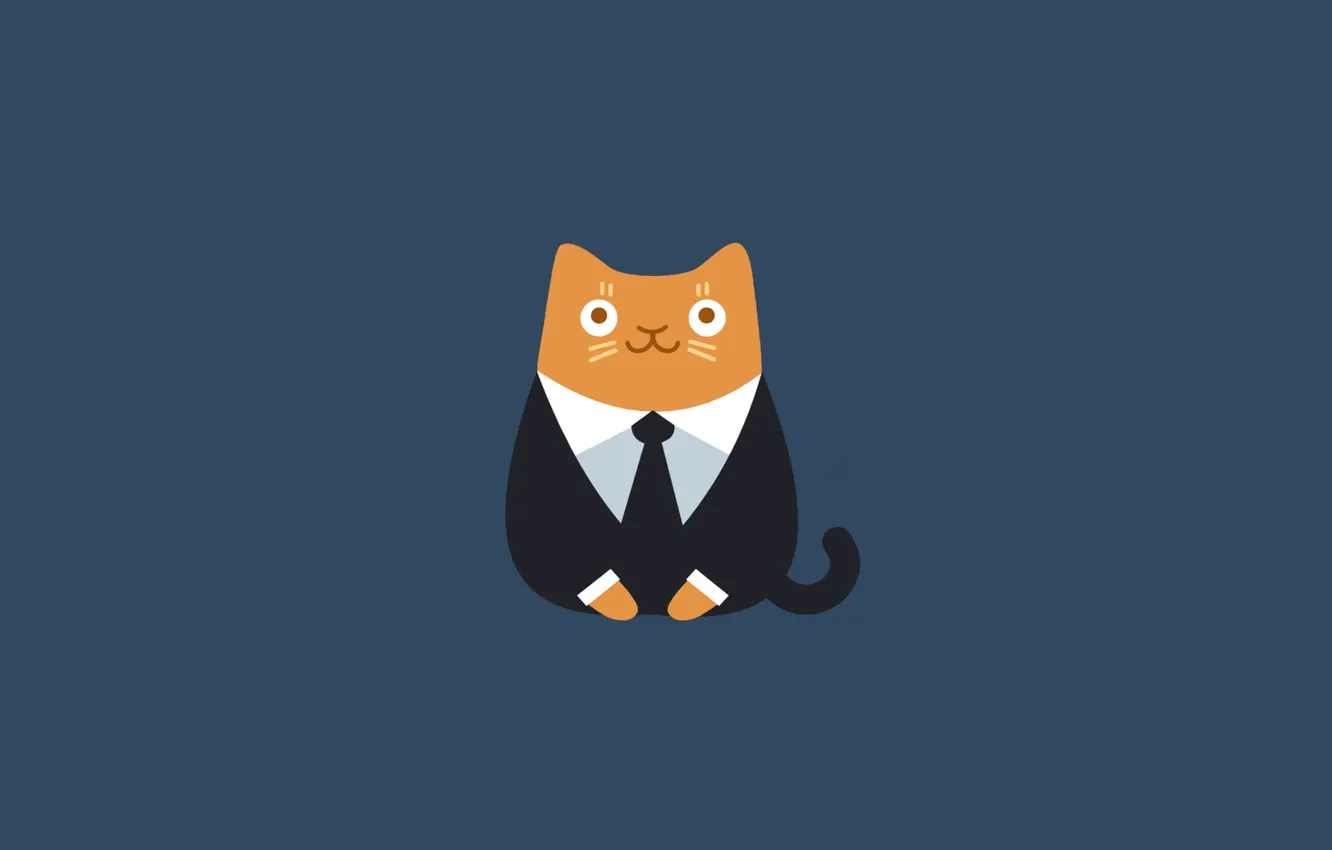 Photo wallpaper cat, cat, orange, minimalism, costume, tie, cat