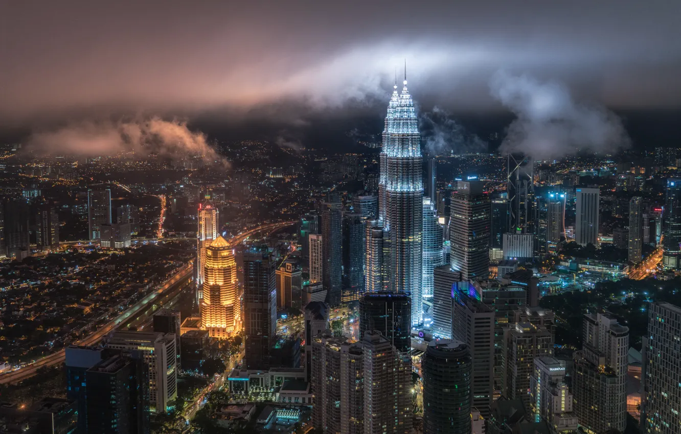Photo wallpaper the city, lights, panorama, Kuala Lumpur, Kuala Lumpur, The Capital Of Malaysia