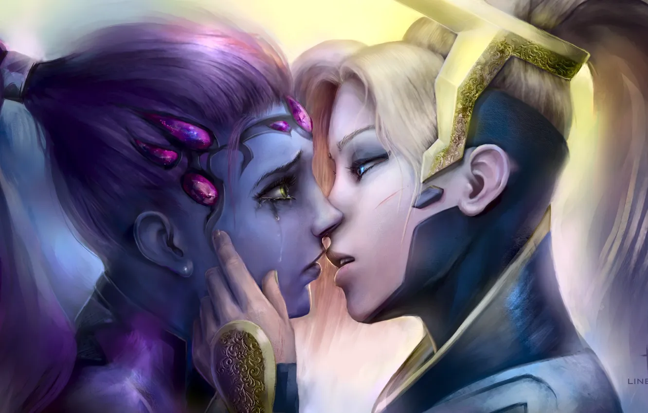 Photo wallpaper girl, love, the game, kiss, angel, love, game, lesbians