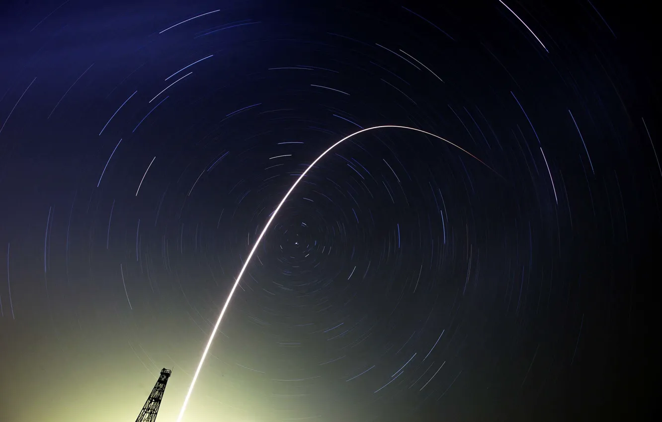 Photo wallpaper the sky, stars, rocket, Russia, start, Kazakhstan