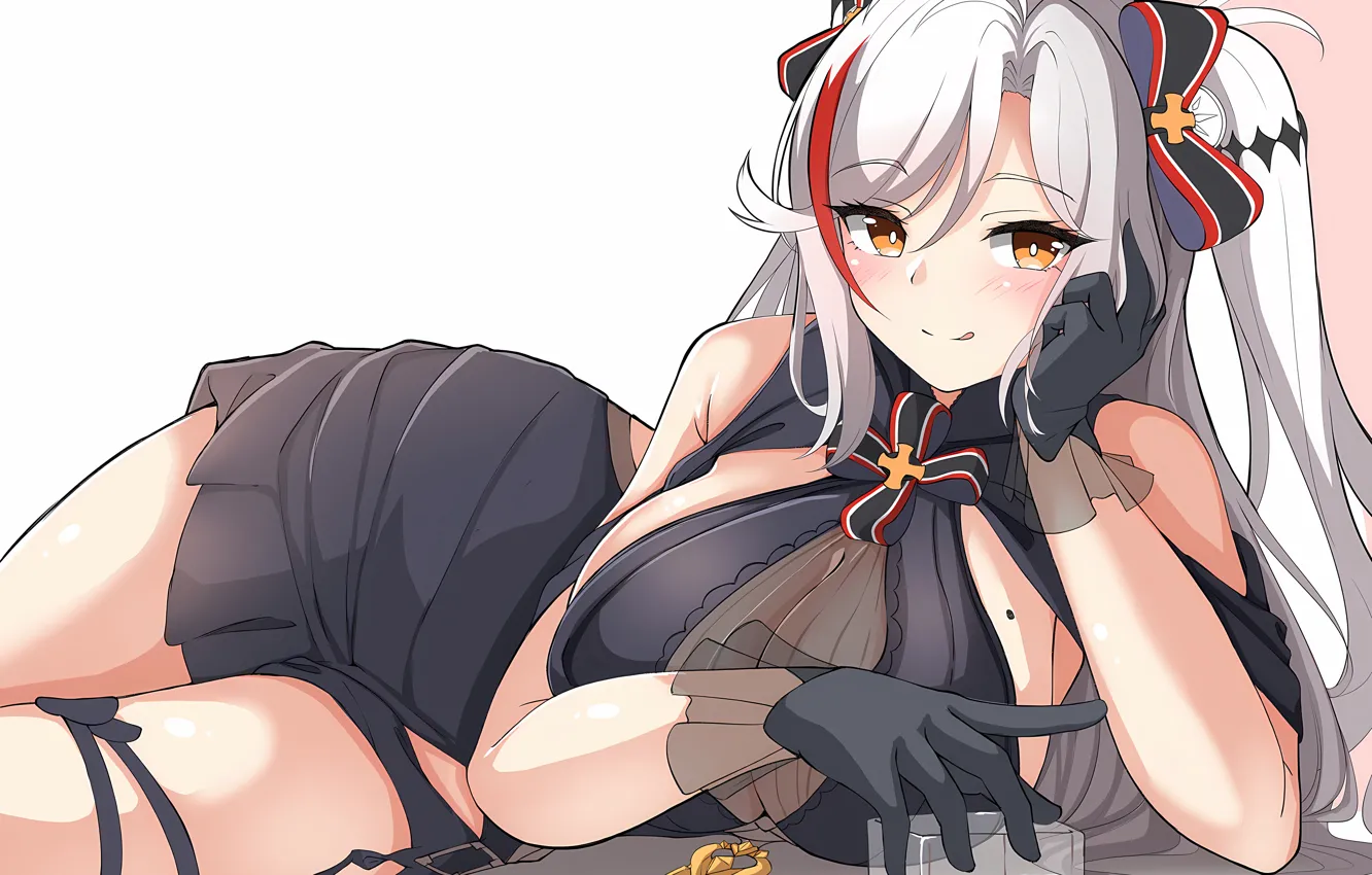 Photo wallpaper girl, sexy, cleavage, long hair, dress, boobs, anime, beautiful