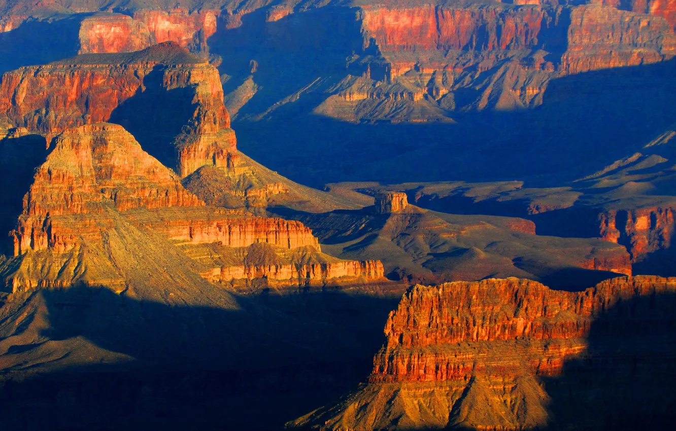Photo wallpaper sunset, mountains, canyon, AZ, USA, Grand Canyon