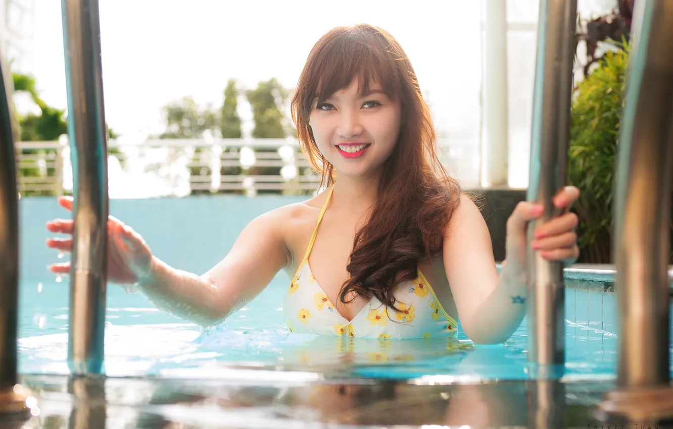 Photo wallpaper girl, smile, Asian