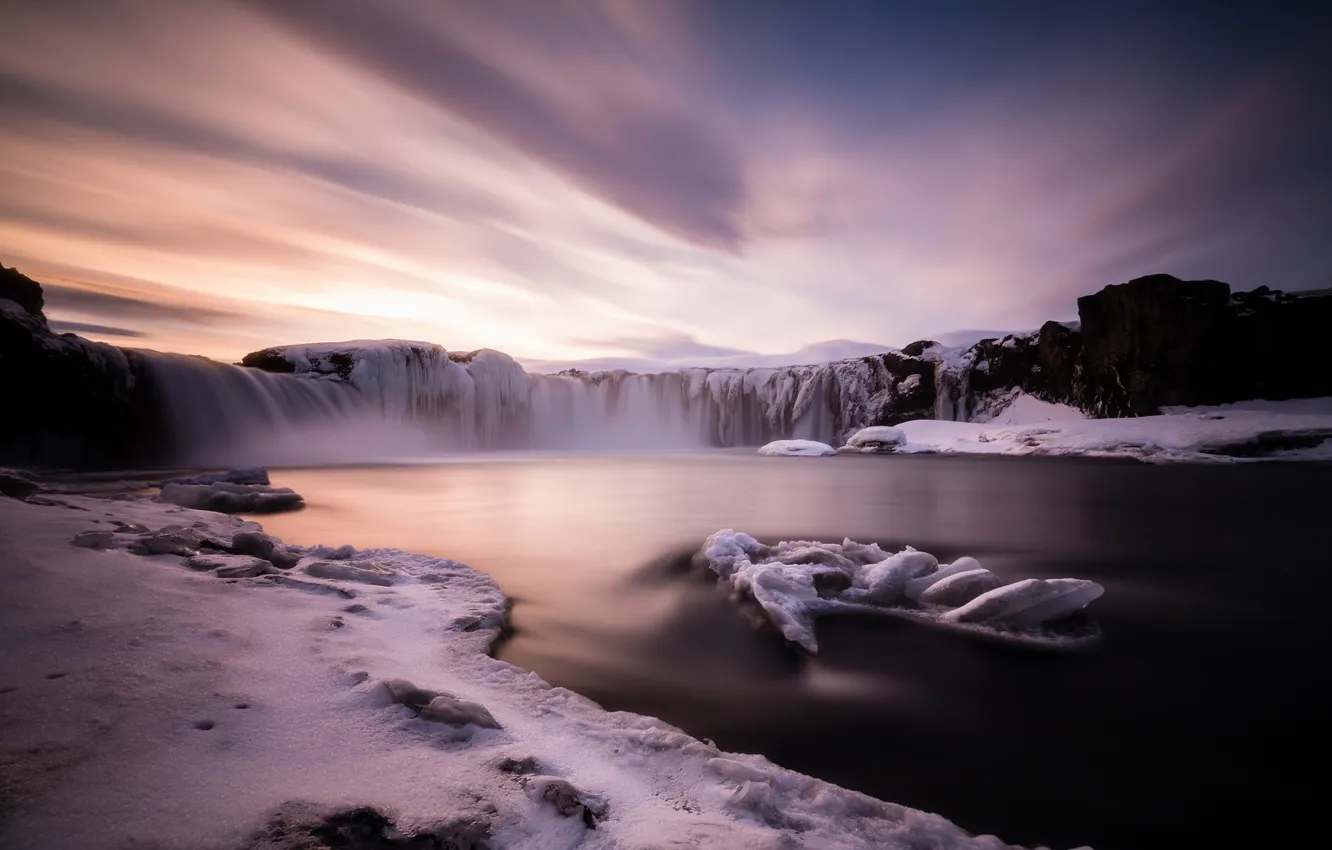 Photo wallpaper landscape, Northern Iceland, Godafoss Waterfall
