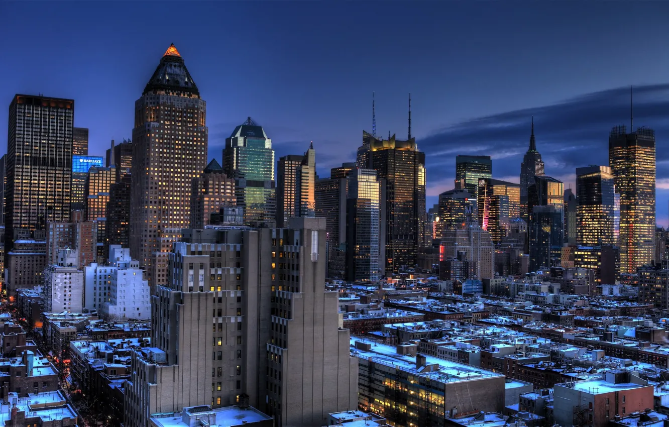 Photo wallpaper new York, Manhattan, new york, usa, Blue Hour, Midtown