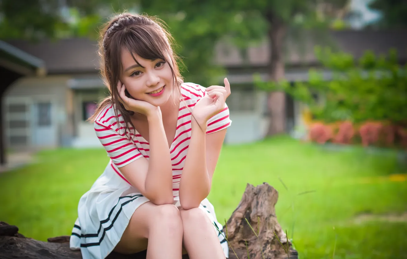 Wallpaper Look Girl Smile Dress Asian Cutie For Mobile And Desktop