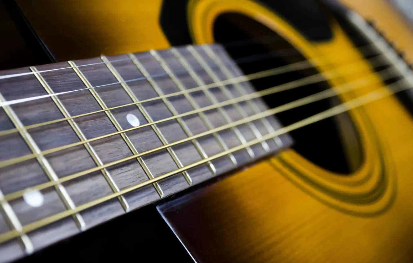 Photo wallpaper macro, music, guitar