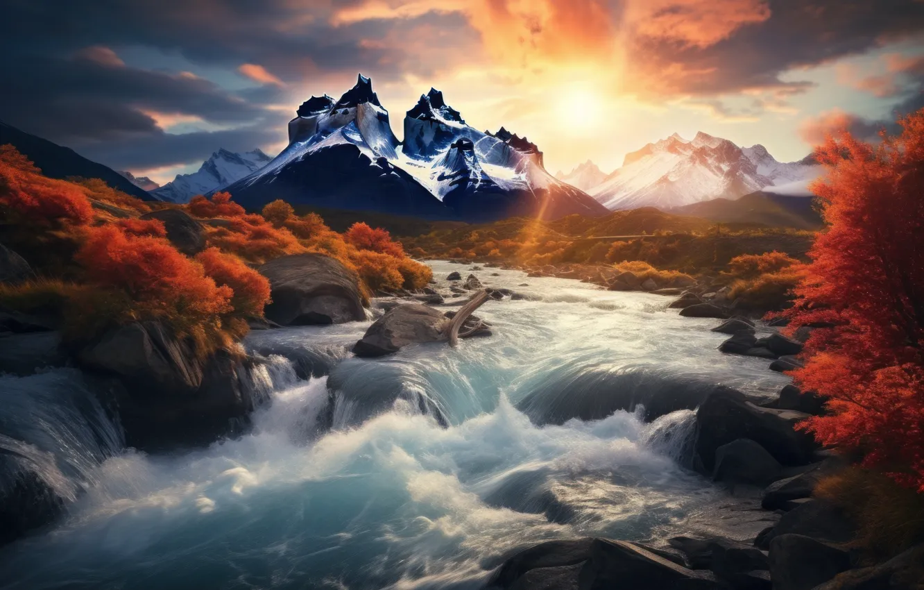 Photo wallpaper Nature, Beauty, Nature, Landscape, Argentina, Autumn, Patagonia, Mount Fitz Roy