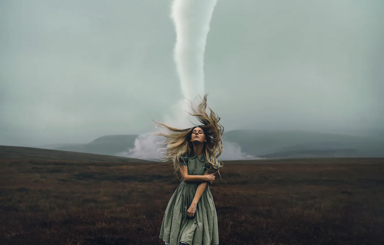 Photo wallpaper girl, tornado, Rosie Hardy