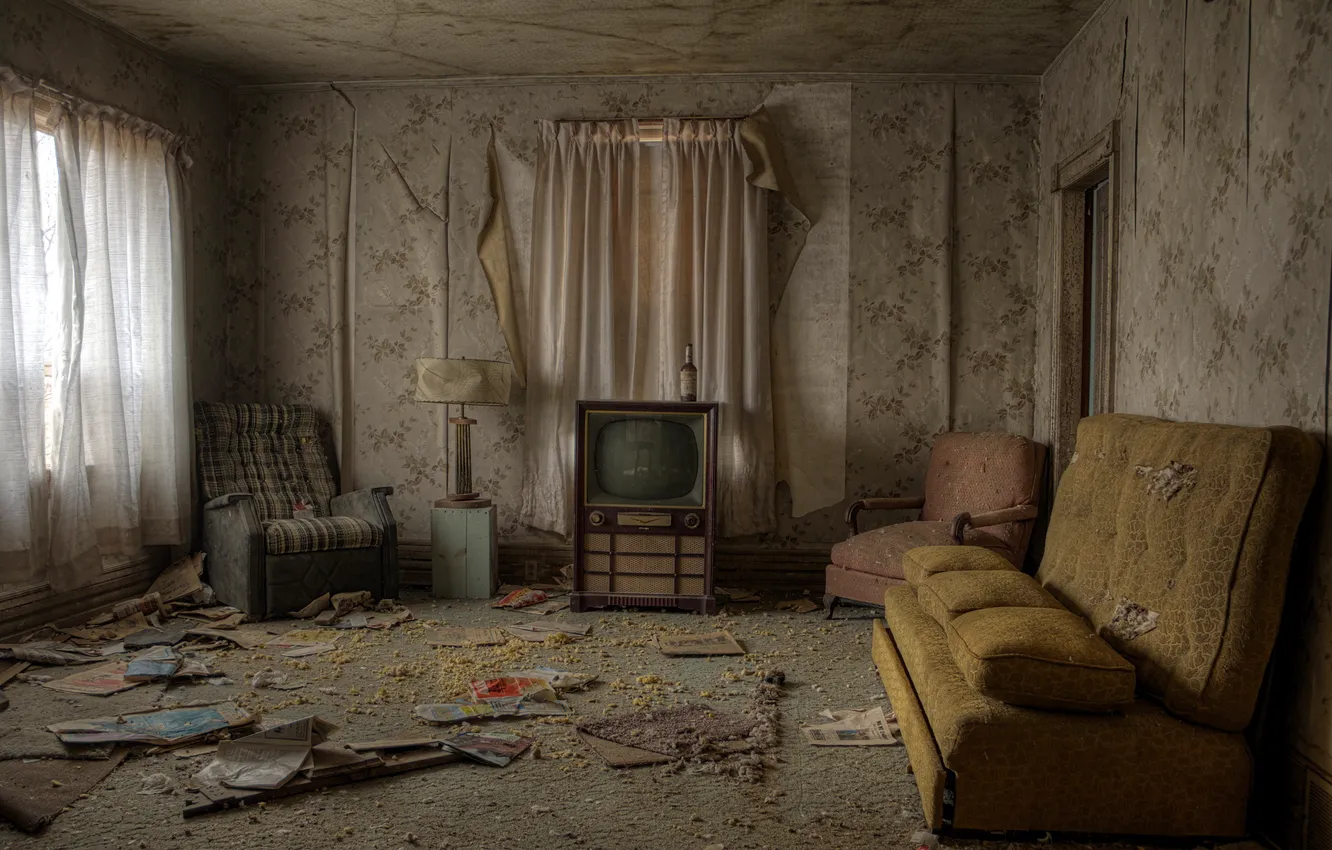 Photo wallpaper sofa, chair, TV