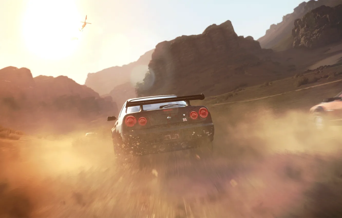 Photo wallpaper race, dust, GT-R, The Crew, Nissan Skylian