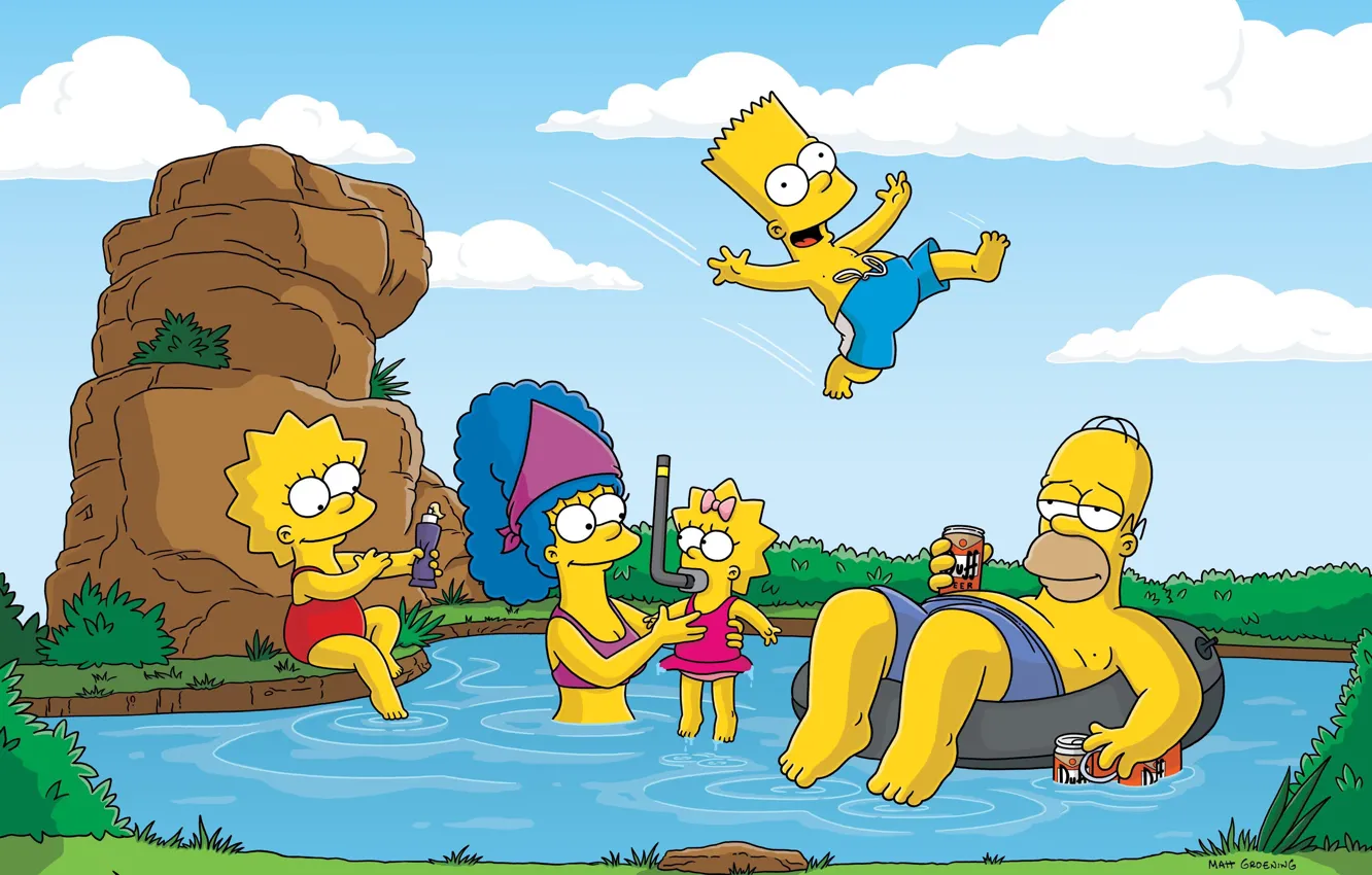 Photo wallpaper nature, stay, the simpsons, Homer, homer, Bart, the simpsons, bart