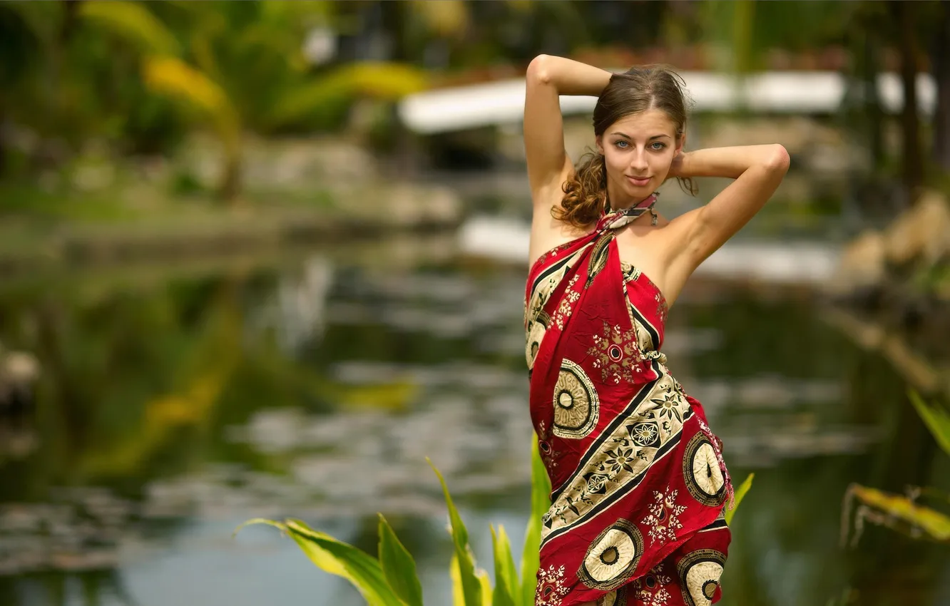 Photo wallpaper dress, woman, young, beautiful, model, long-haired