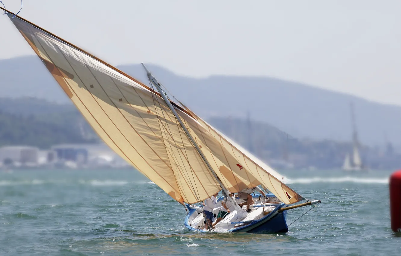 Photo wallpaper sea, yacht, sails, roll
