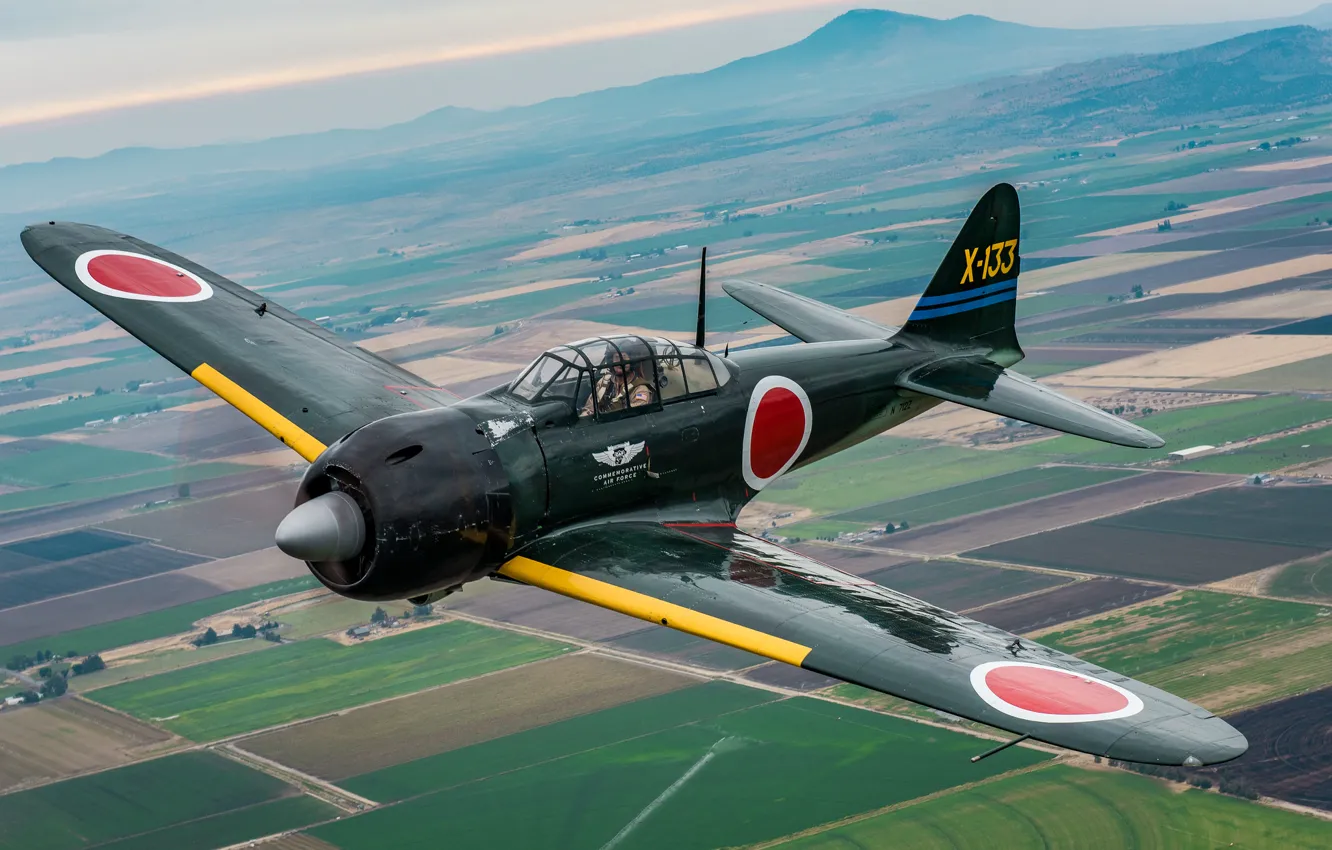 Photo wallpaper fighter, Japanese, deck, A6M3 Zero