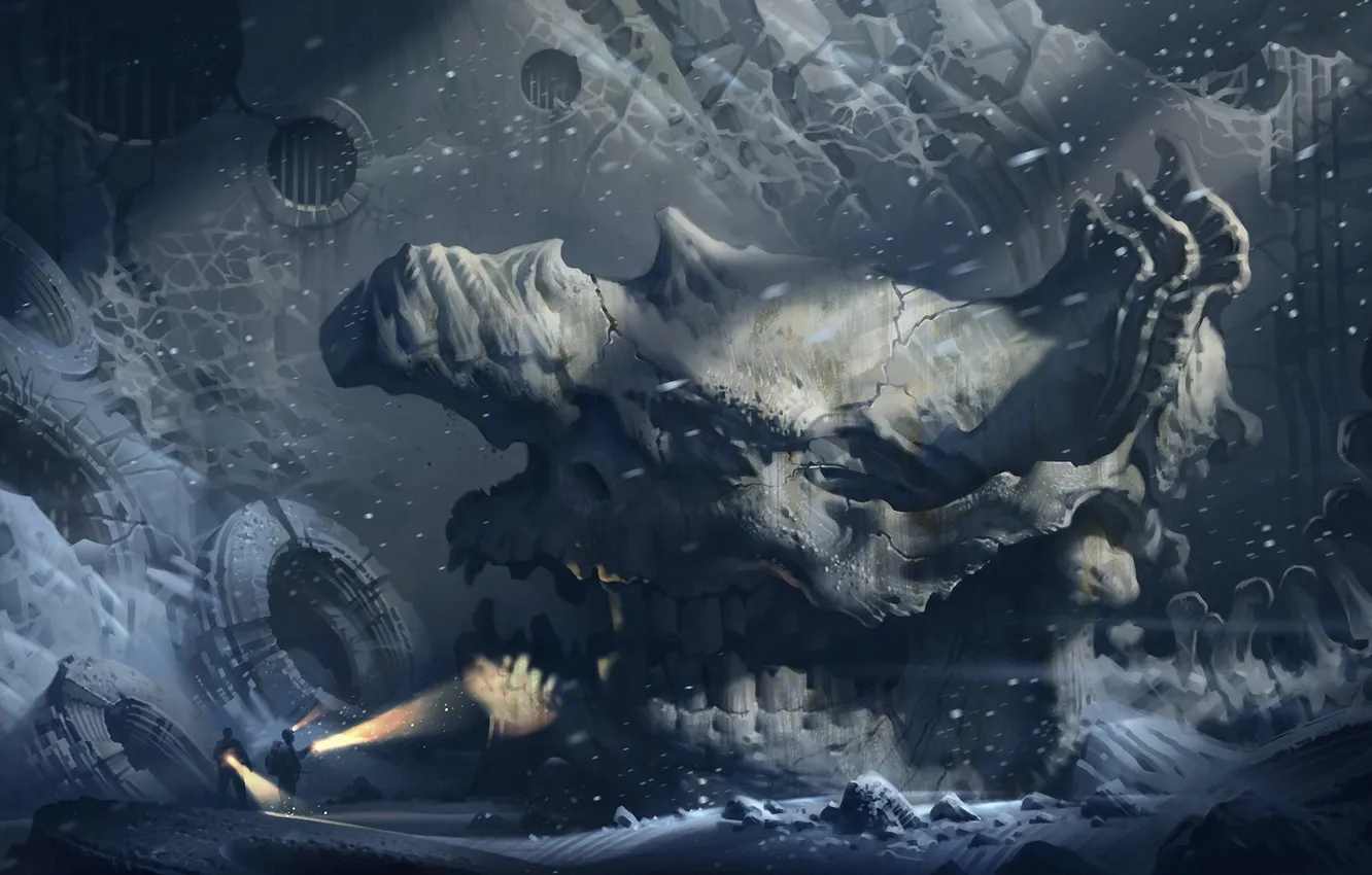 Photo wallpaper people, ship, skull, lights, Luke