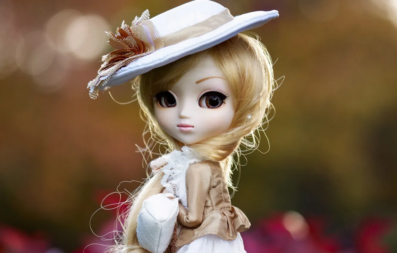Photo wallpaper toy, hat, doll, blonde, handbag, long hair