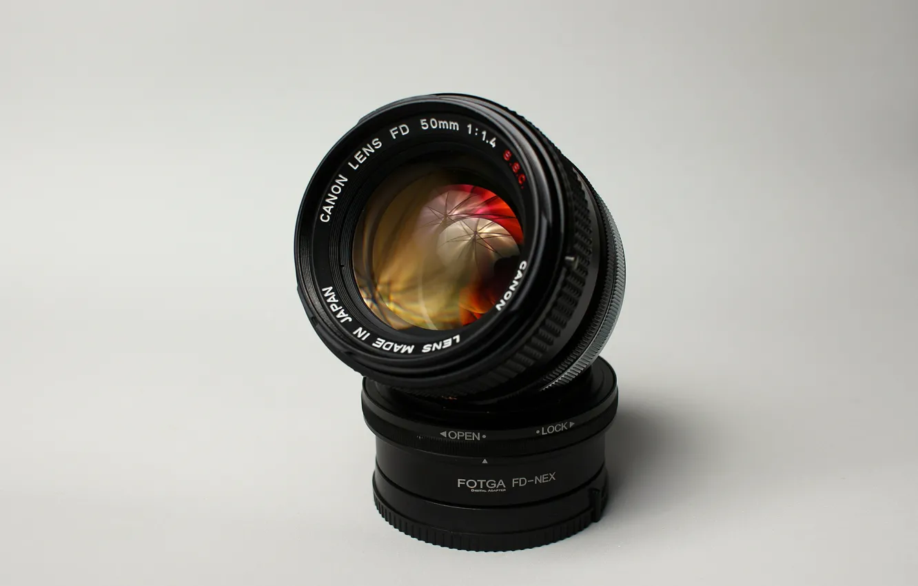 Photo wallpaper glass, Canon, lens