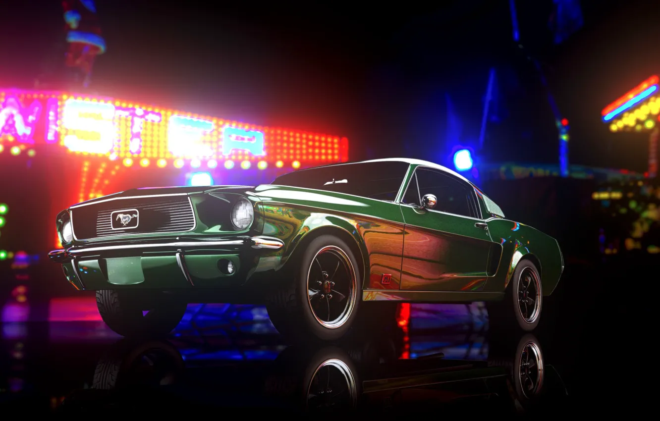 Photo wallpaper Mustang, Ford, Auto, Retro, Machine, Ford Mustang, 1967, Rendering