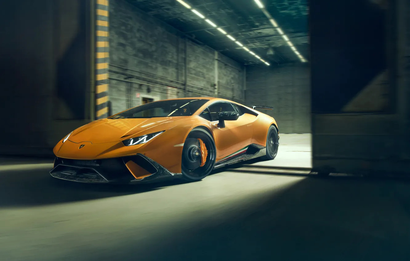 Photo wallpaper speed, Lamborghini, front view, 2018, Performante, Novitec, Huracan