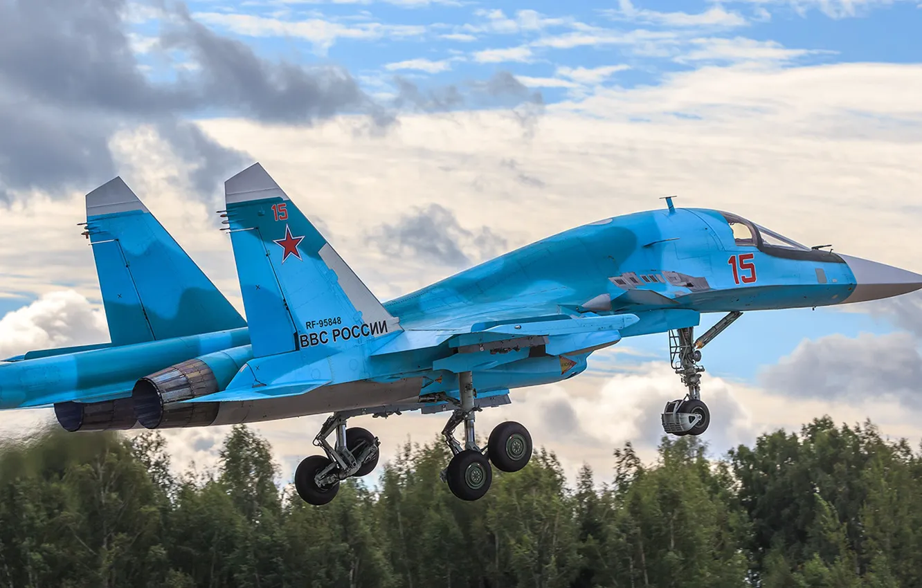 Photo wallpaper Russian, Su-34, Sukhoi, Videoconferencing Russia, multi-role fighter-bomber